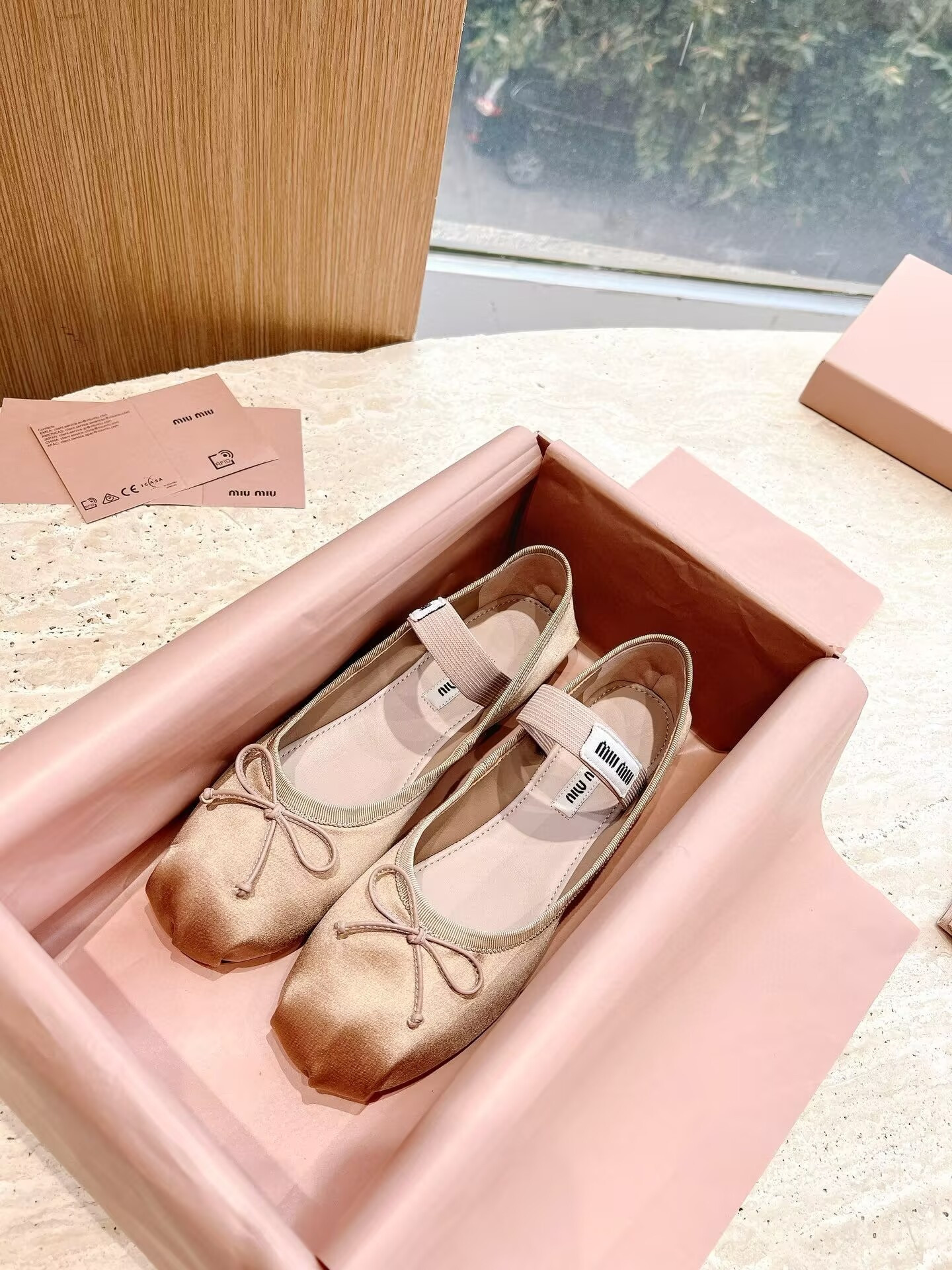 UA Miu Miu Satin Ballerinas