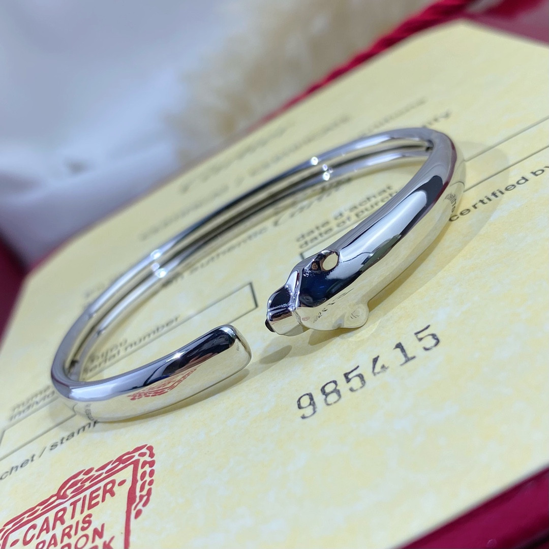 Ca*t*er slim polished leopard bracelet 16-17