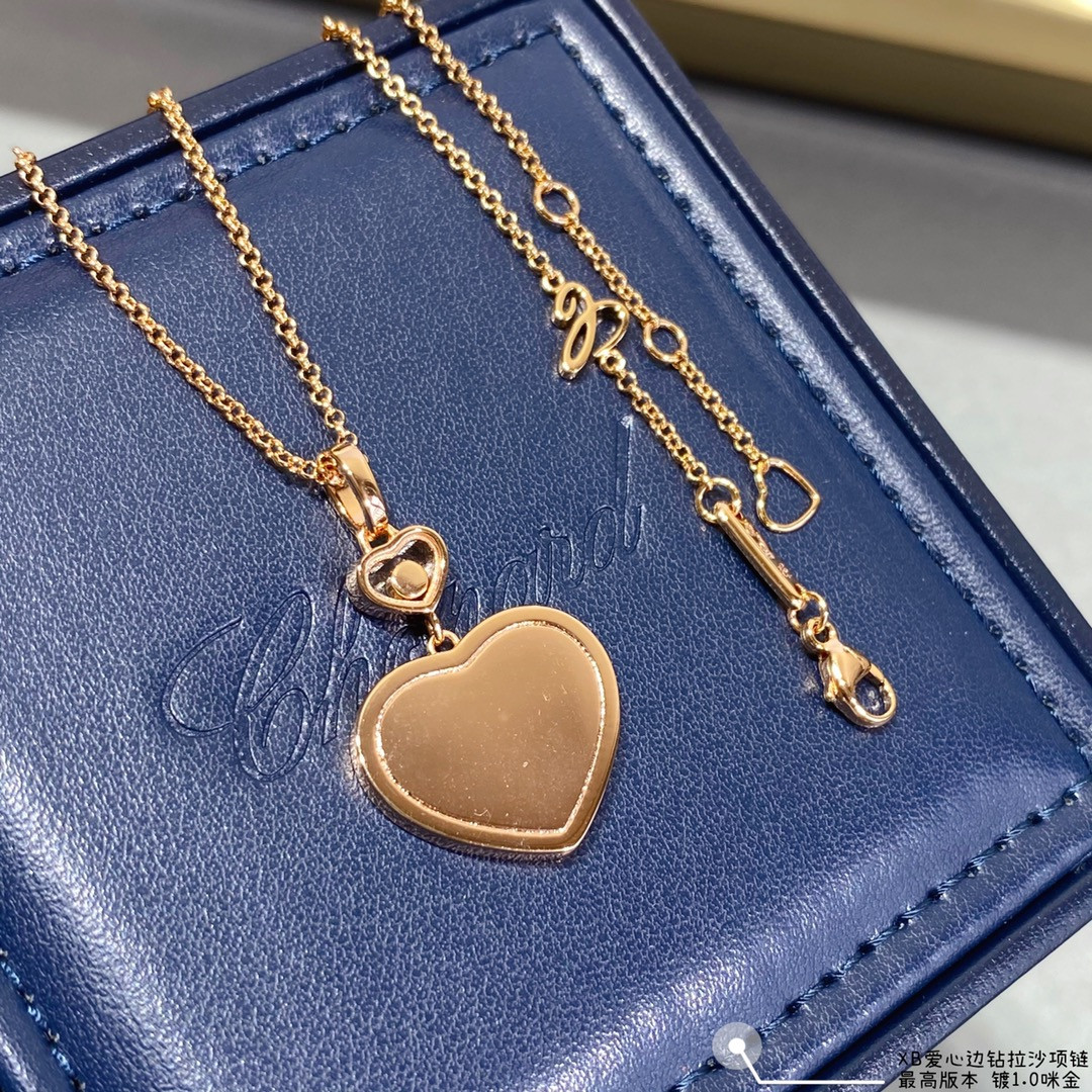 chopard heart-shaped edge Di*m*nd brushed necklace