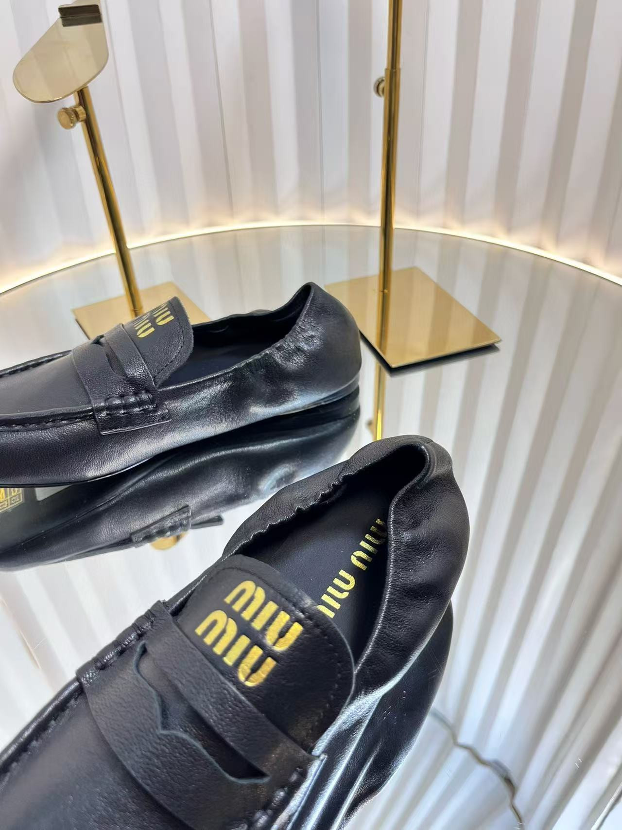 UA Miu Miu Ruches Nappa Leather Loafers