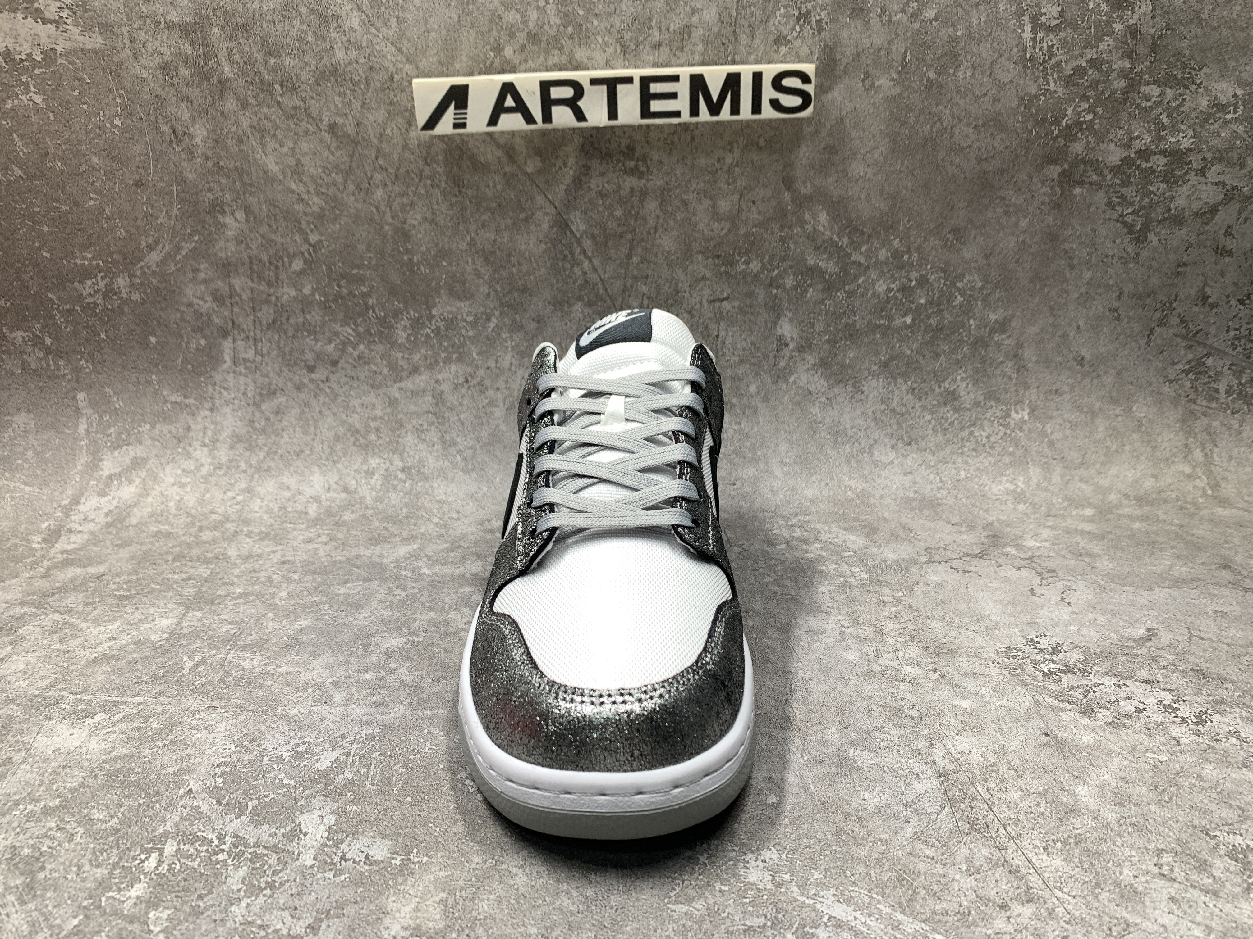 Nike Dunk Low Features Silver Cracked Leather