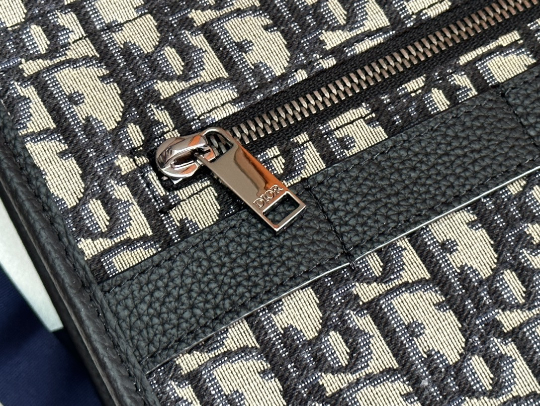 D*or safari tote bag blue D*or oblique jacquard and grained calfskin 15.5 x 14 x 4.5 inches