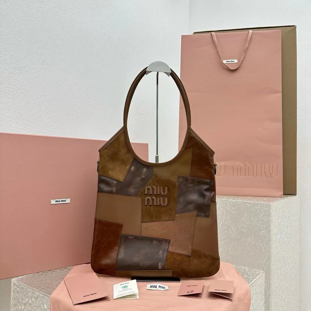 Miu Miu IVY leather patchwork bag  40x35cm
