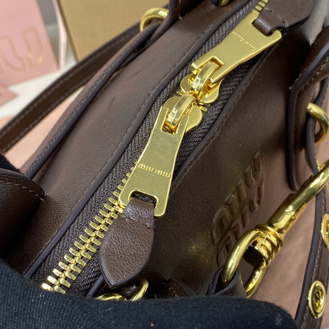 Miu Miu Aventure nappa leather top-handle bag 17x33x11cm