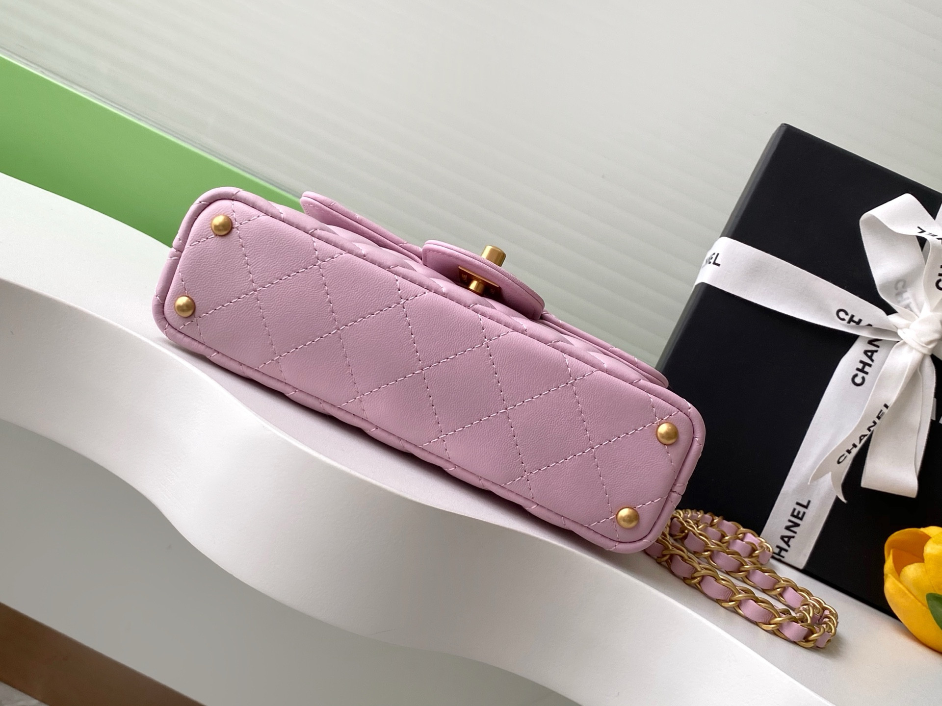 Ch*el small top handle flap bag as5355 11.5 x 22 x 6cm