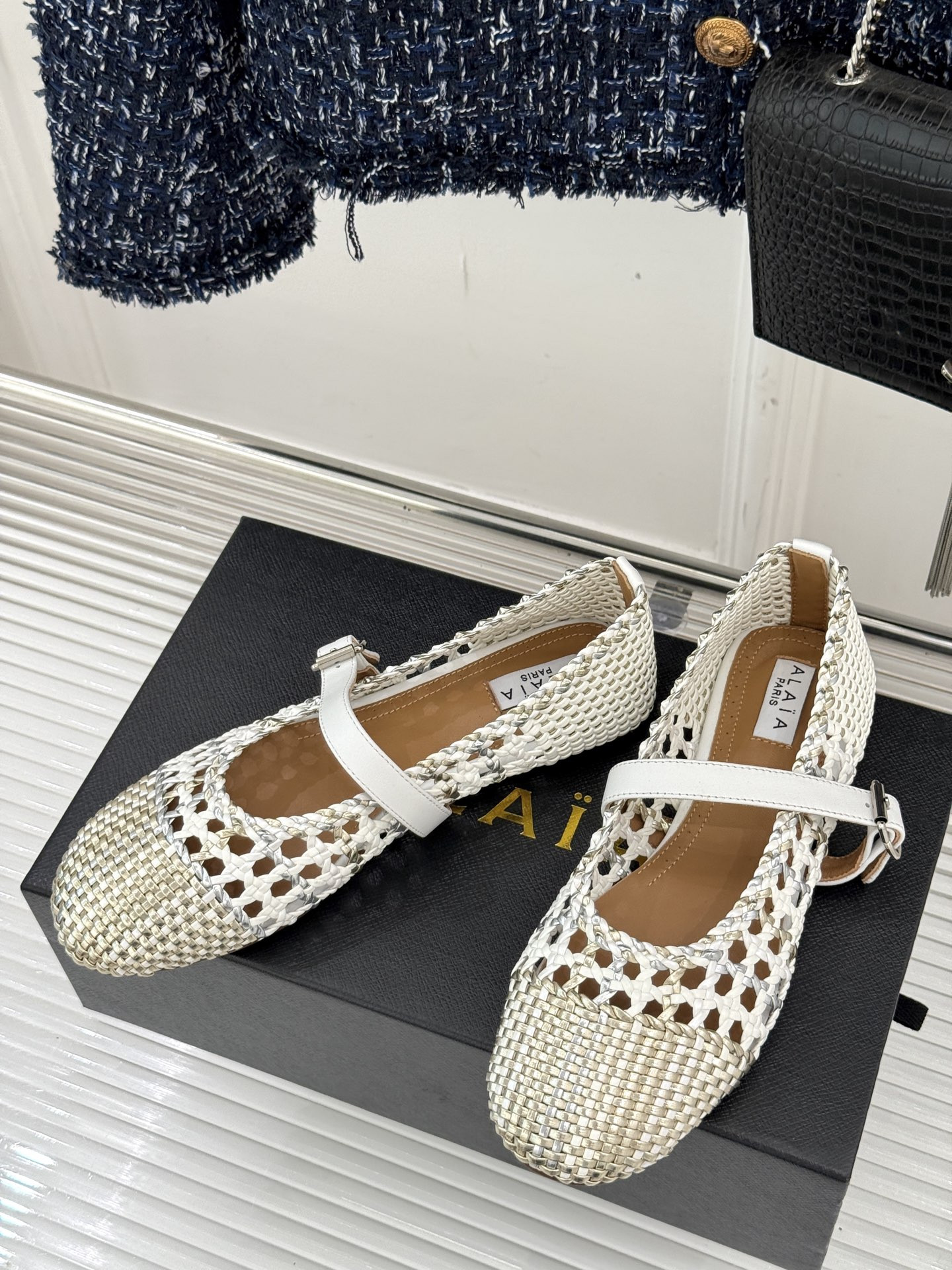 UA Alaïa Hollow Woven Mary Jane Flats(Customized Size 7-10 days production time)